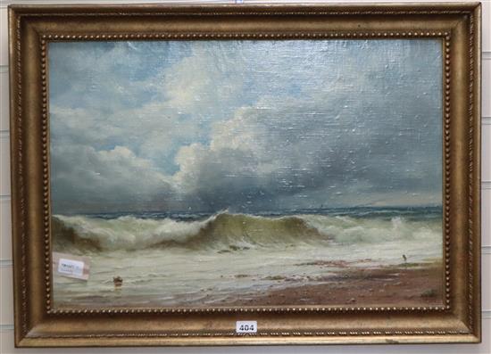 T* Moore, Coastal scene, signed, oil on board, 40.5 x 59.5cm